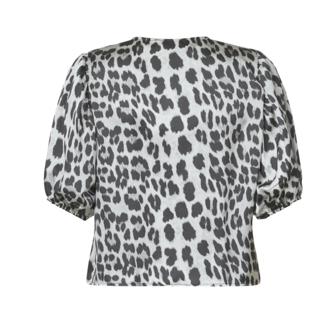 Leopardmönstrad blus med knytband - 2