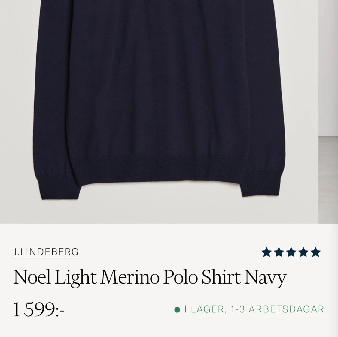 J Lindberg Kashmir långpolo (mörkblå) - 92