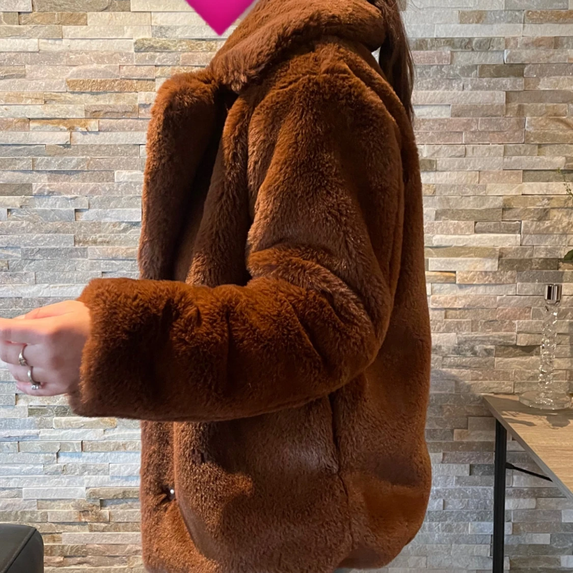 Brun teddy jacka  - 90