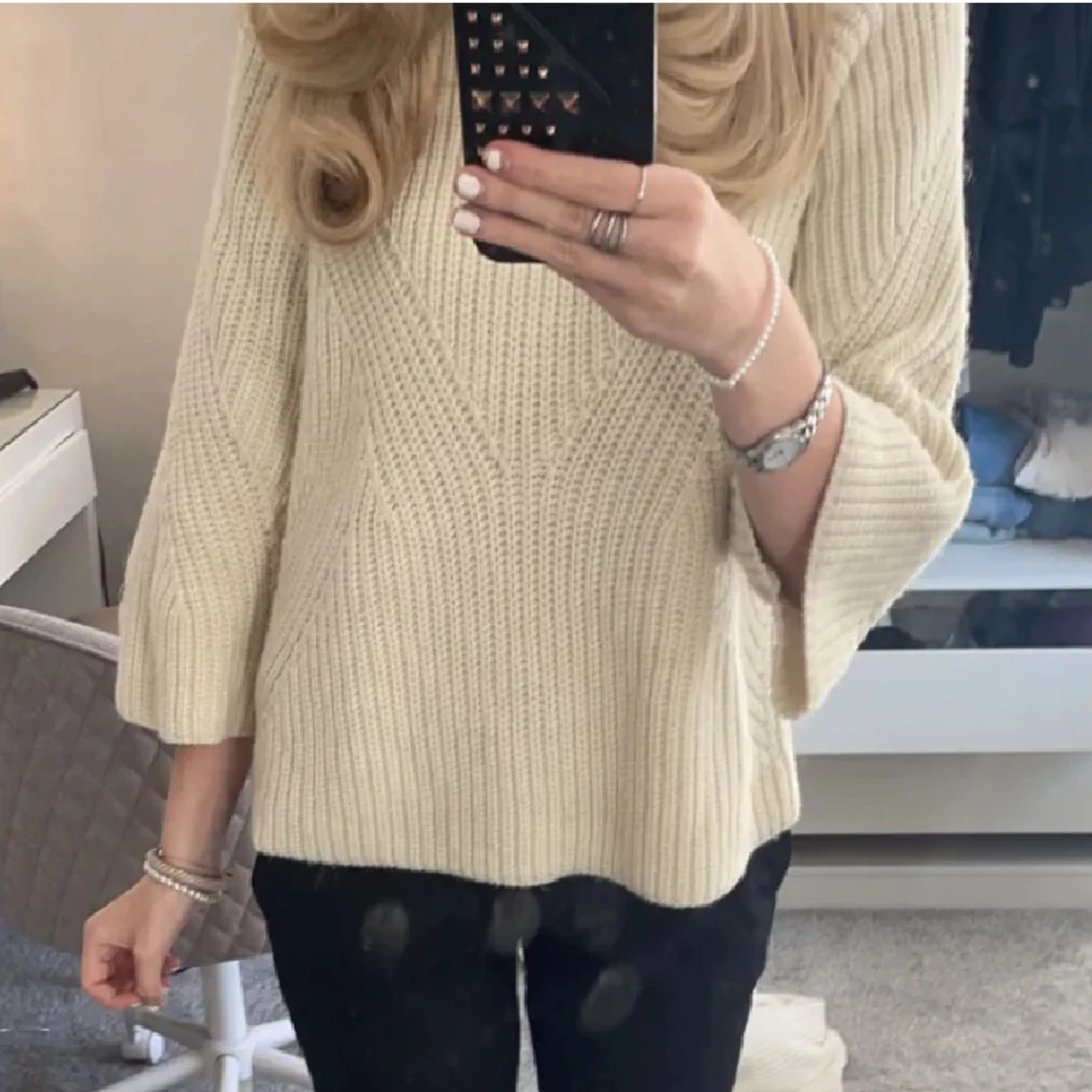 Snygg trekvarts ärmad tröja - 90