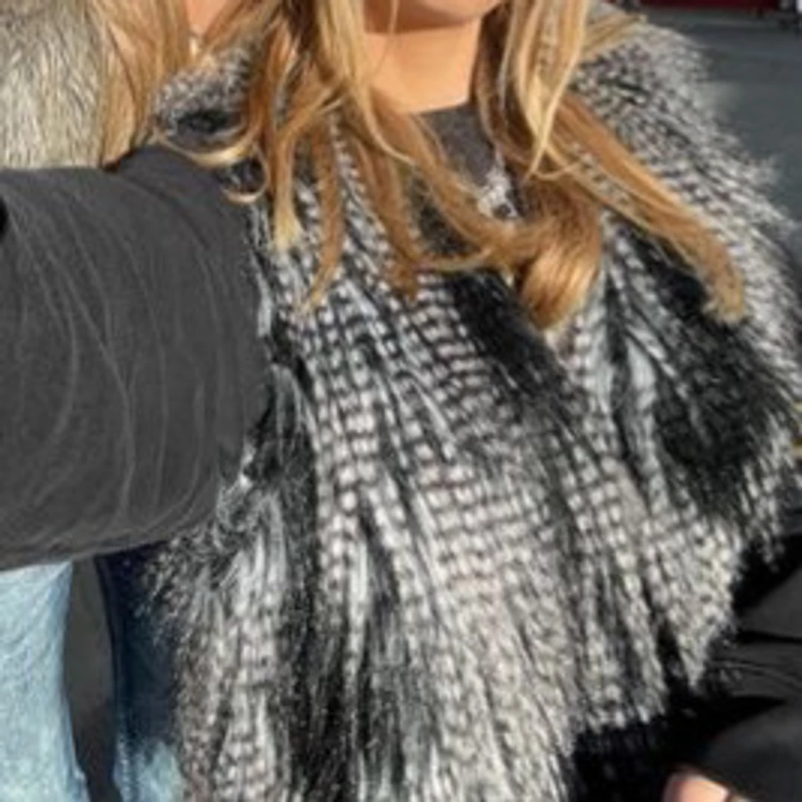 Svart och grå pälsväst - 92