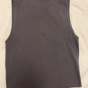 Grå ärmlös topp - Säljer en enkel och stilren grå ärmlös topp. Perfekt för vardagsbruk eller som basplagg. Toppen är i ett mjukt och bekvämt material, vilket gör den skön att bära hela dagen. Lite sliten uppe vid halsen men syns knappt (se sista bilden)