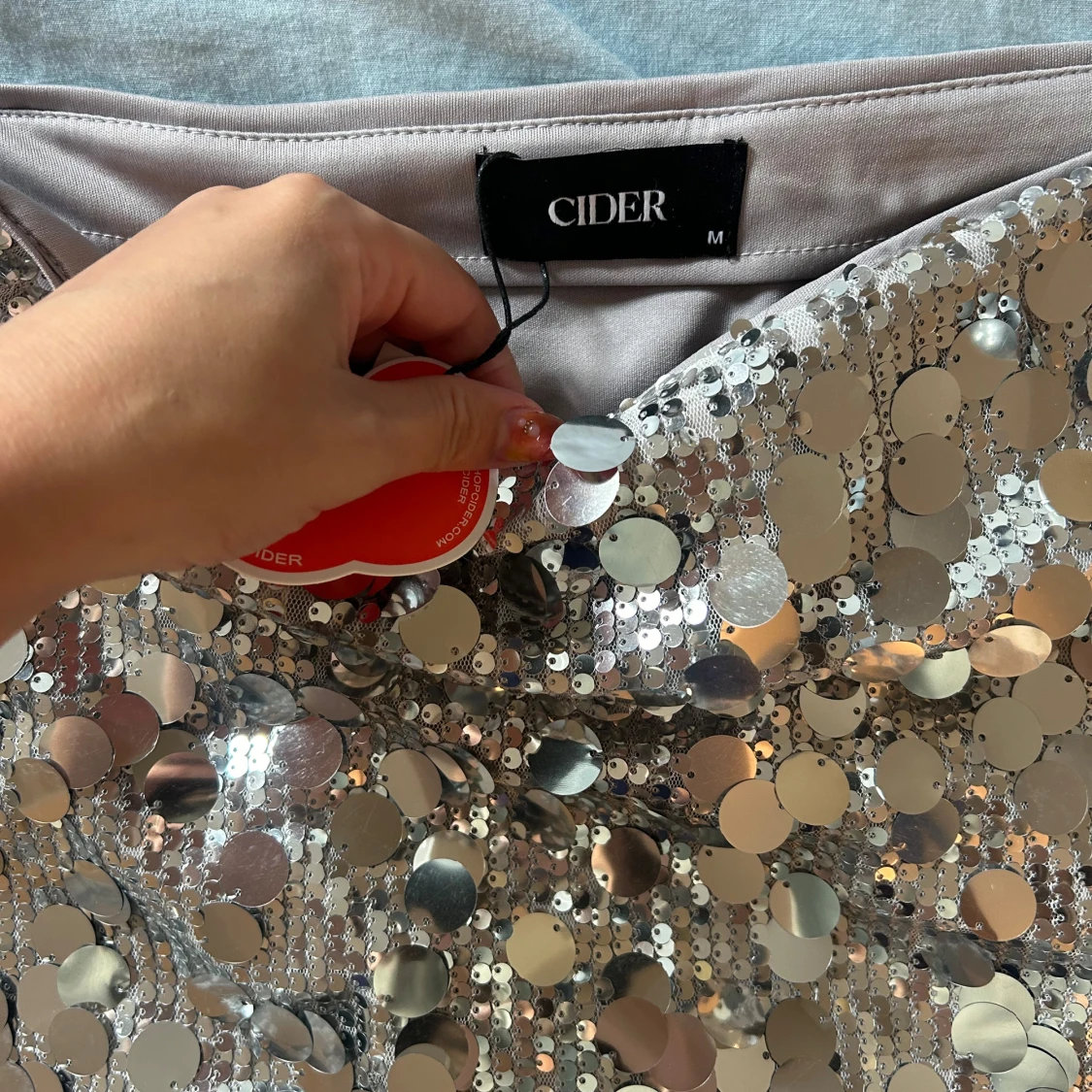 Silver sequin mini skirt   - 90