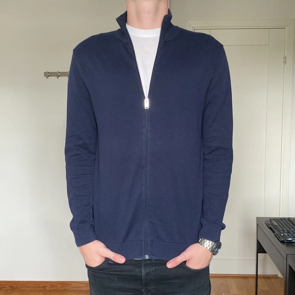 Zip tröja blå  - 90