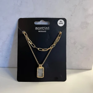 Halsband  - Dubbla kedjor, kristall berlock, helt ny