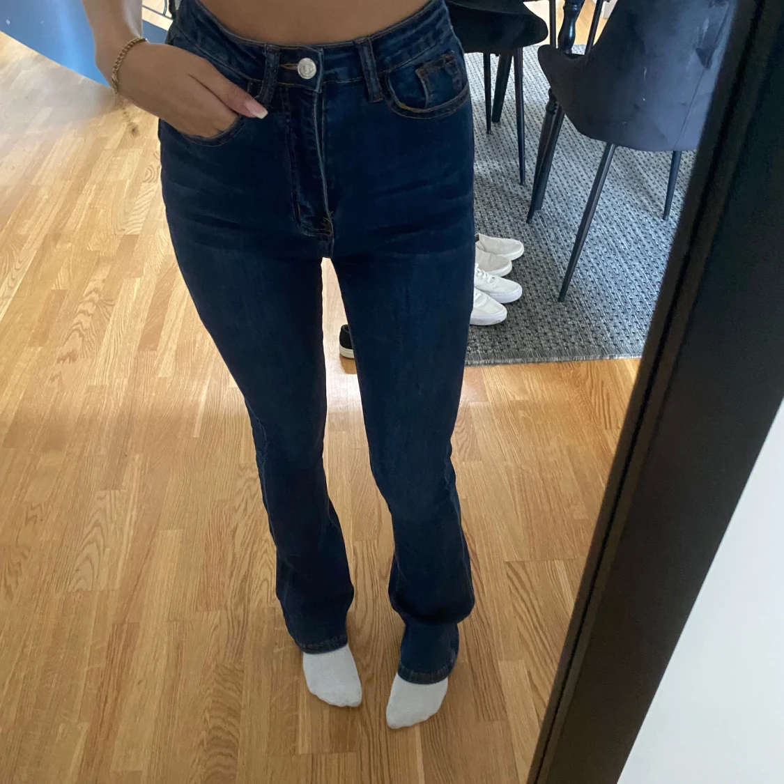 Blåa bootcut jeans