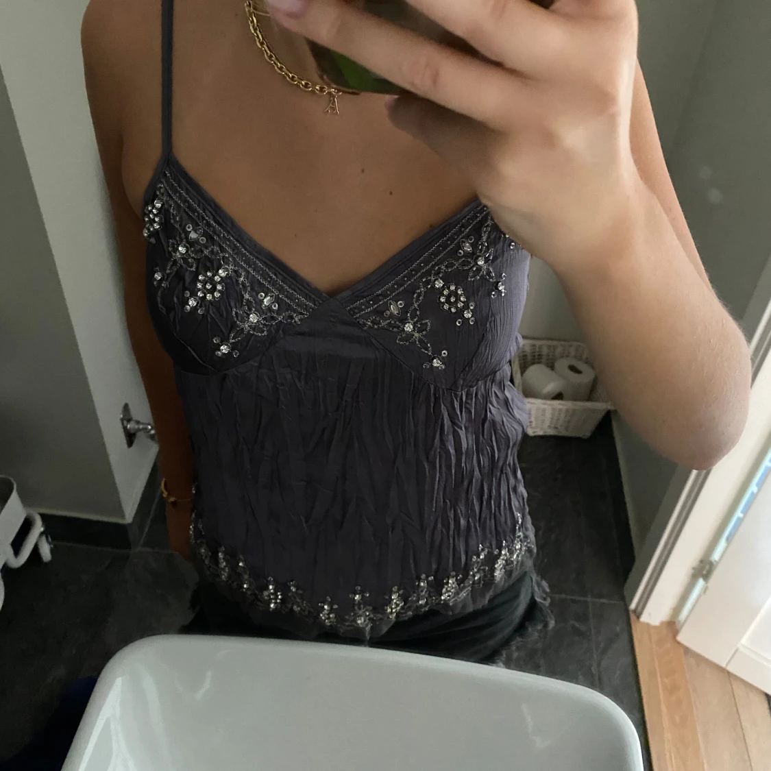 Linne med glitter detalj - 91