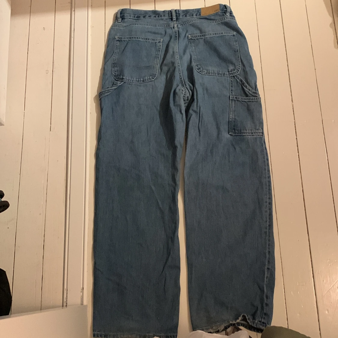 Blå cargopants i jeansmaterial - 91