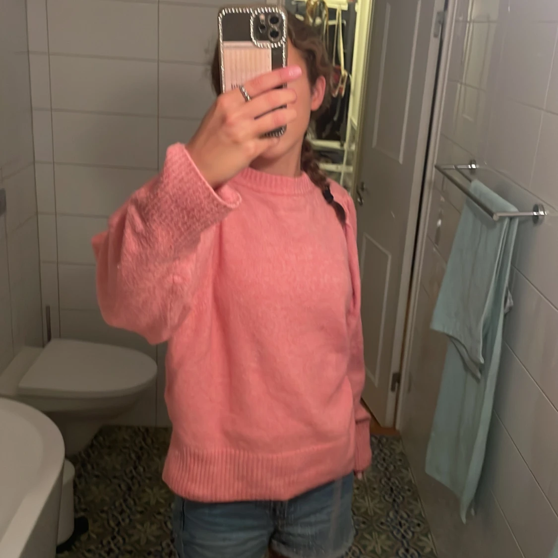 Rosa stickad tröja - 91