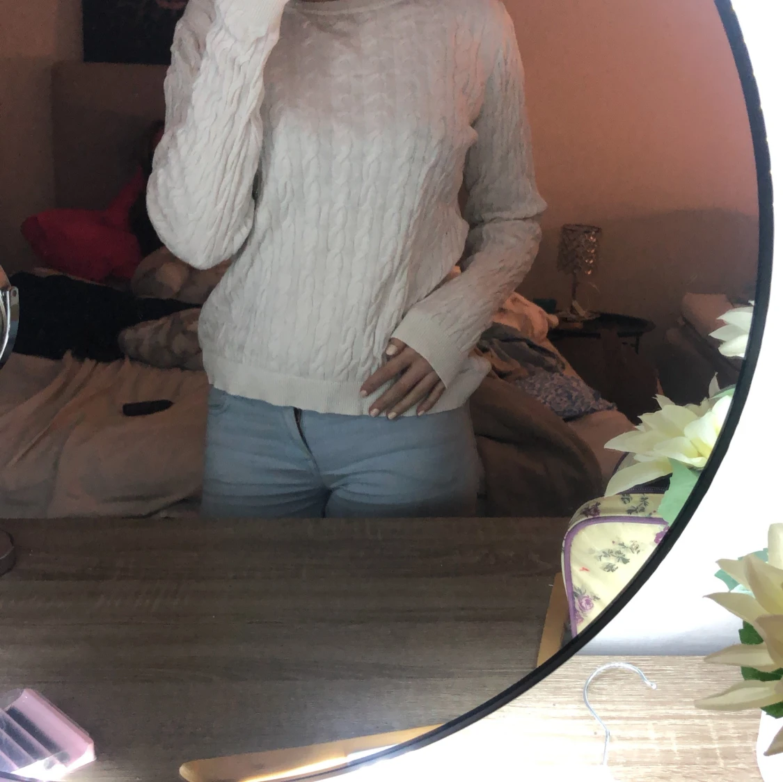 Vit stickad tröja - 91