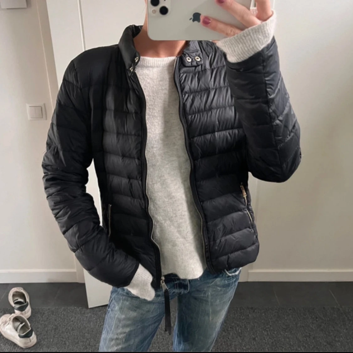 Svart puff jacka - 90