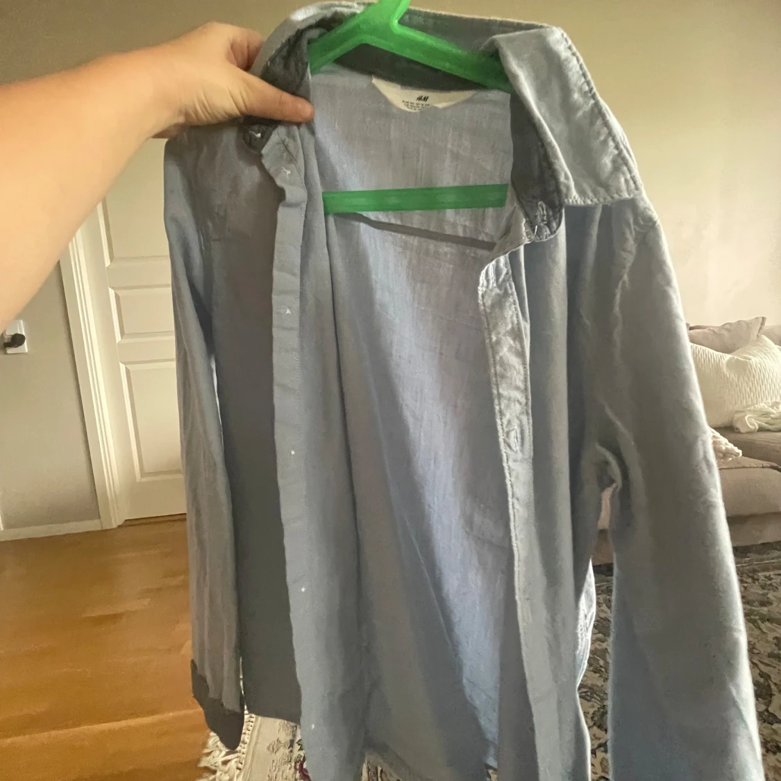 Ljusblå linneskjorta - 90