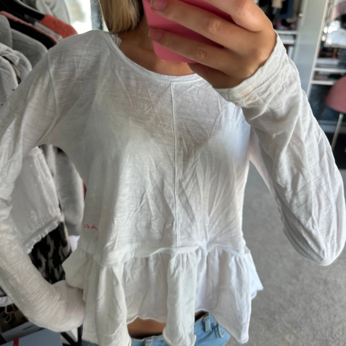 Långärmad volang tröja - 90