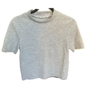 Grå mock neck t-shirt - Grå t-shirt i tjockare tyg med hög krage/mock neck från Zara💕 storlek S