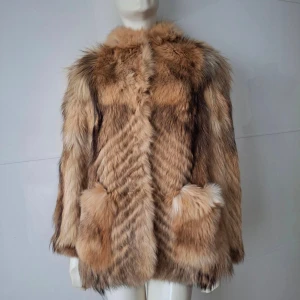 Brun pälsjacka - Äkta pälsjacka, storlek M