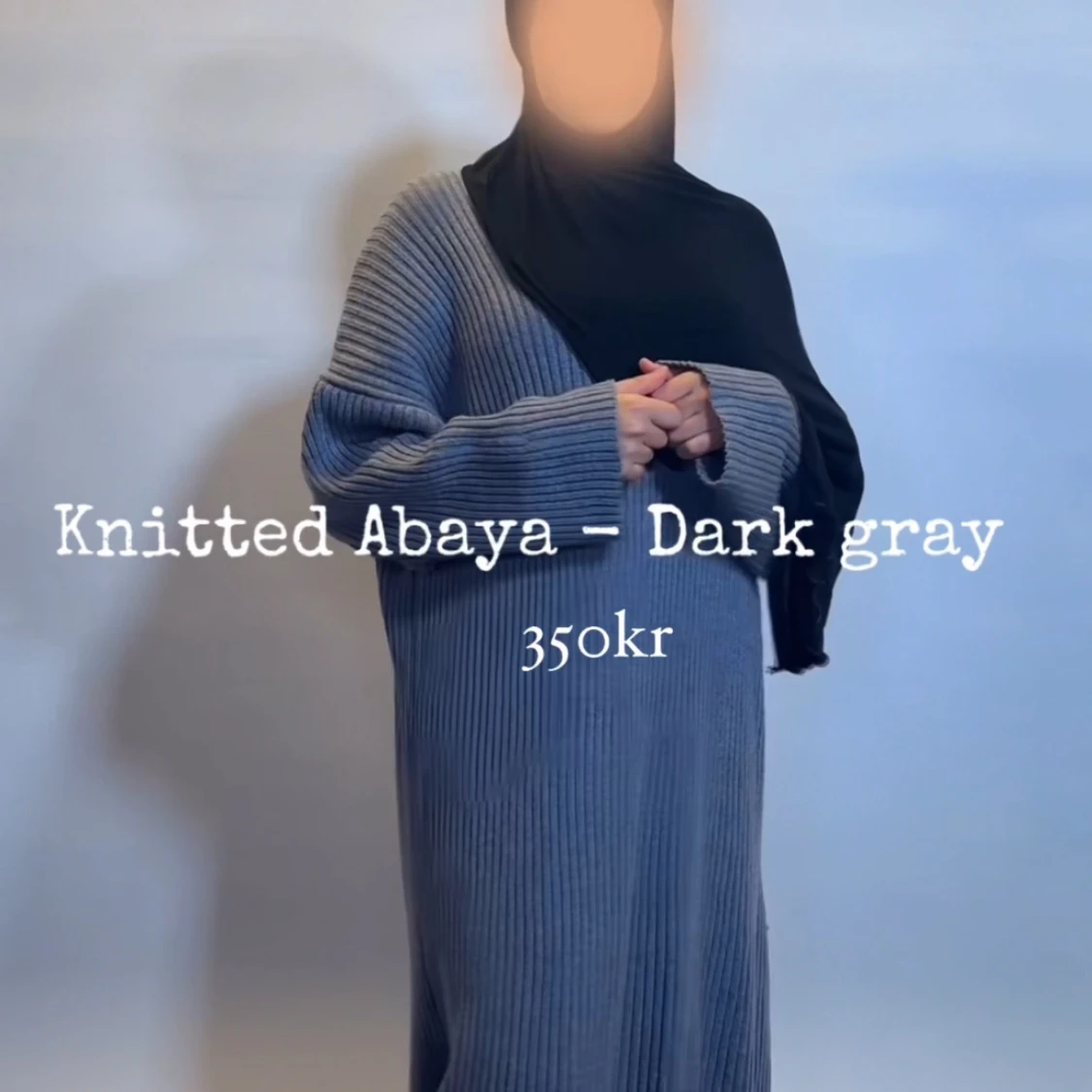 Knitted abaya - Dark gray 