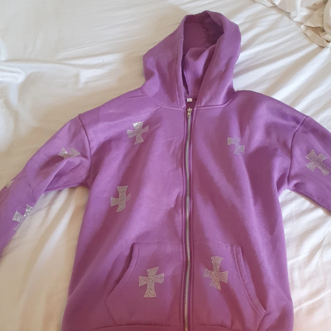 Unknown cross rhinestone hoodie
