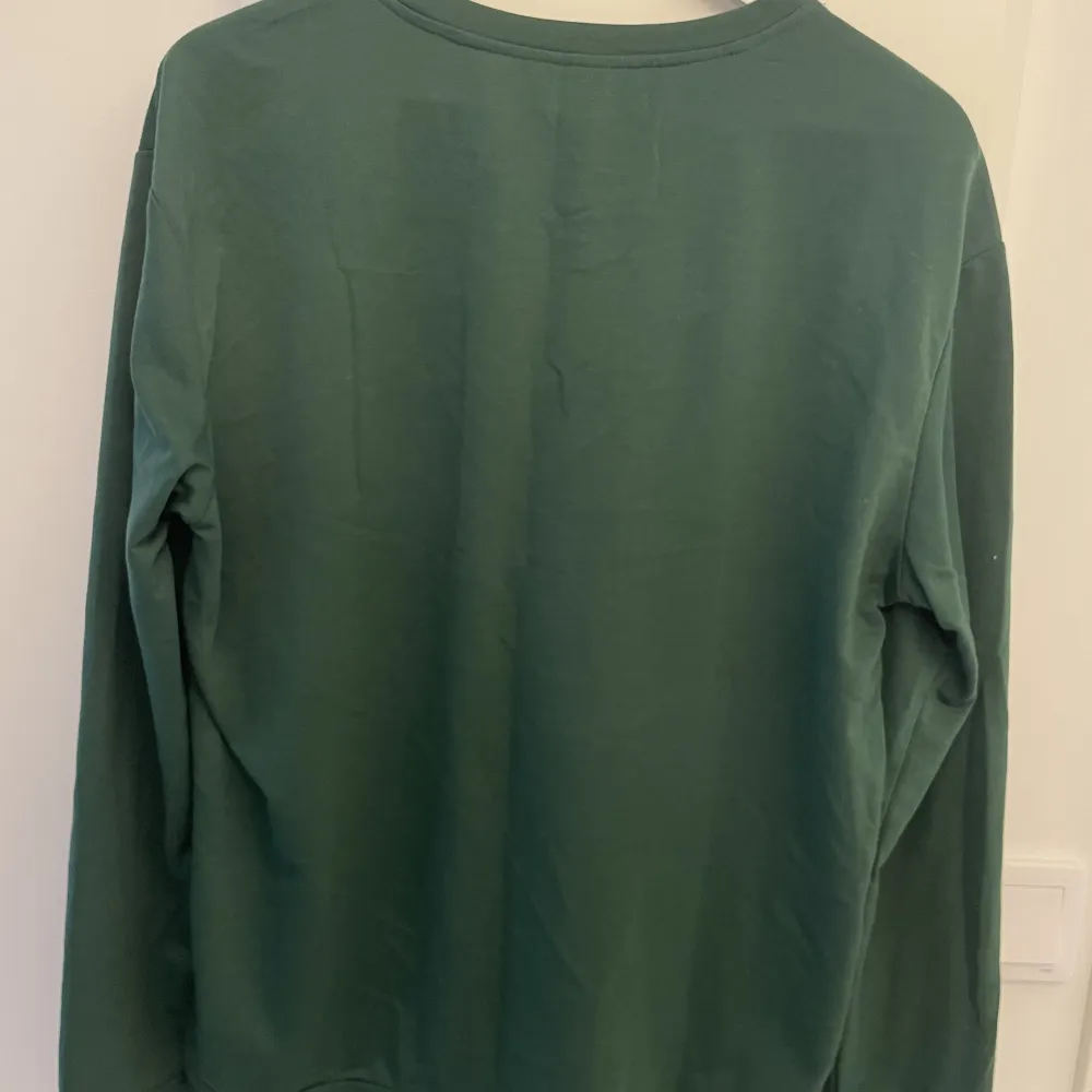 En grön tunnare sweatshirt med tryck på bröstet. Tröjor & Koftor.