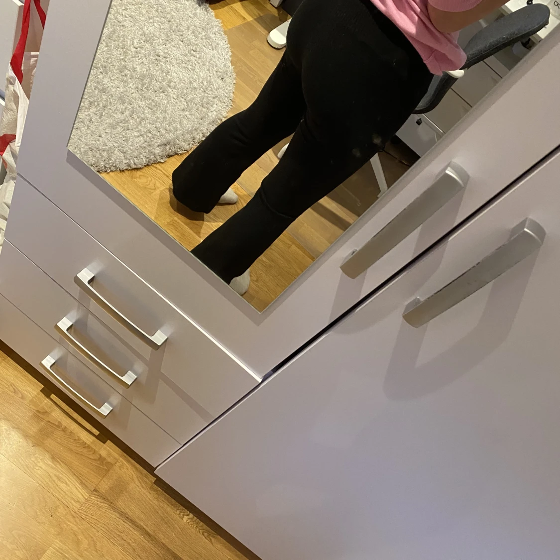 Svarta ribbade bootcut byxor - 90