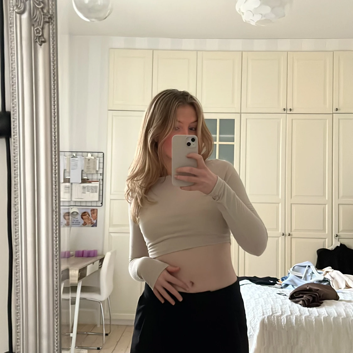 Långärmad croppad topp - 90