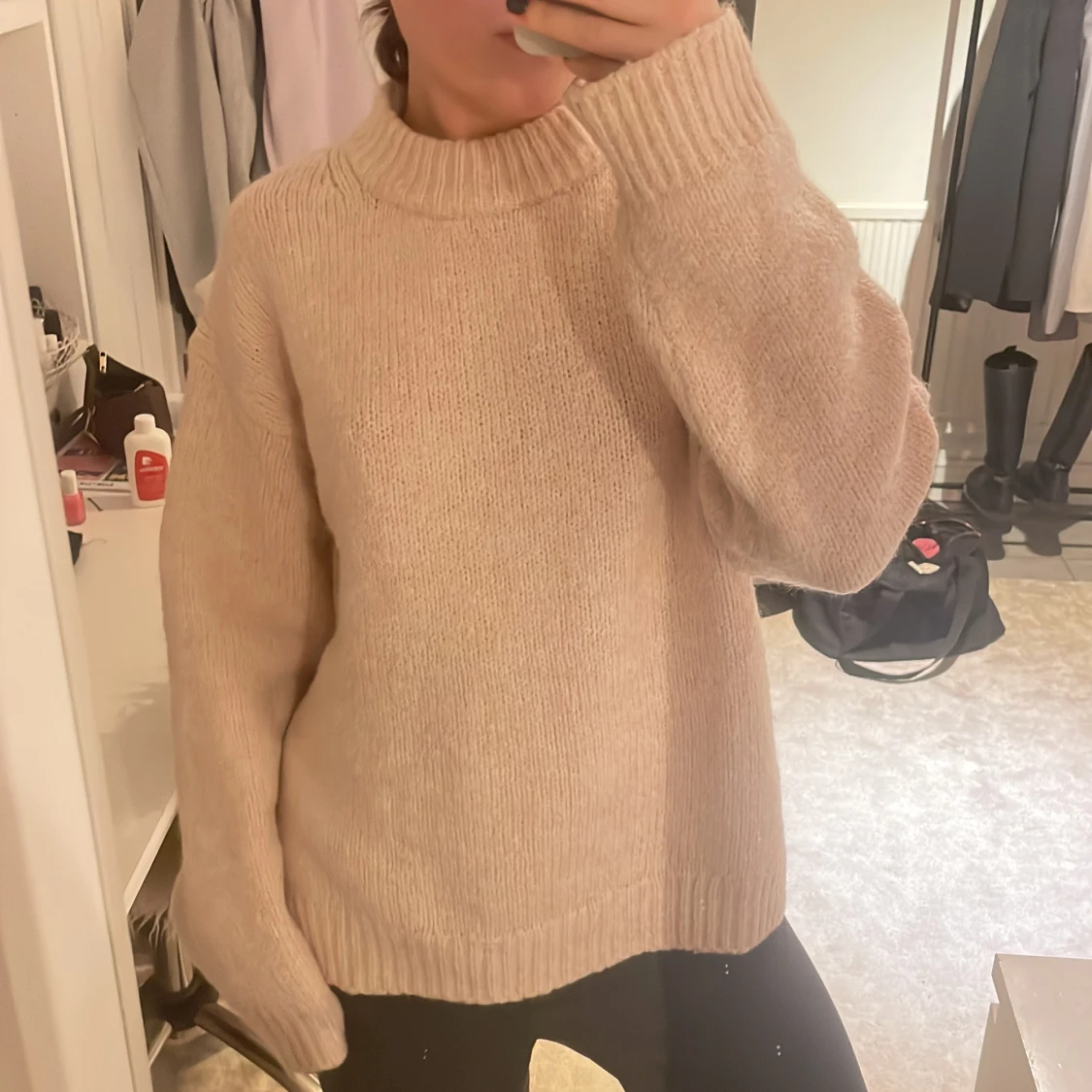 Ljusrosa stickad tröja - 90