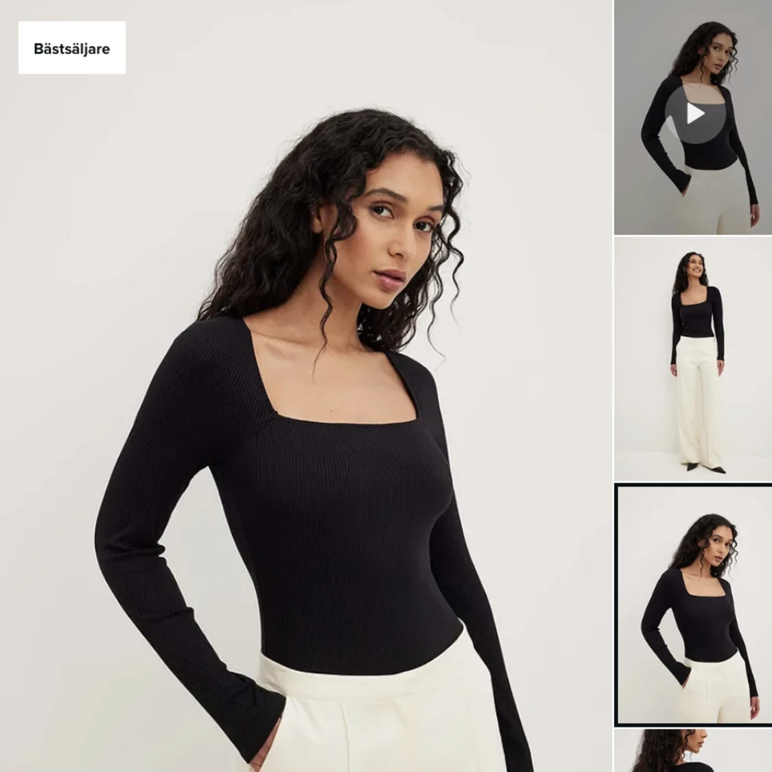 Ribbstickad topp från Nakd - 90