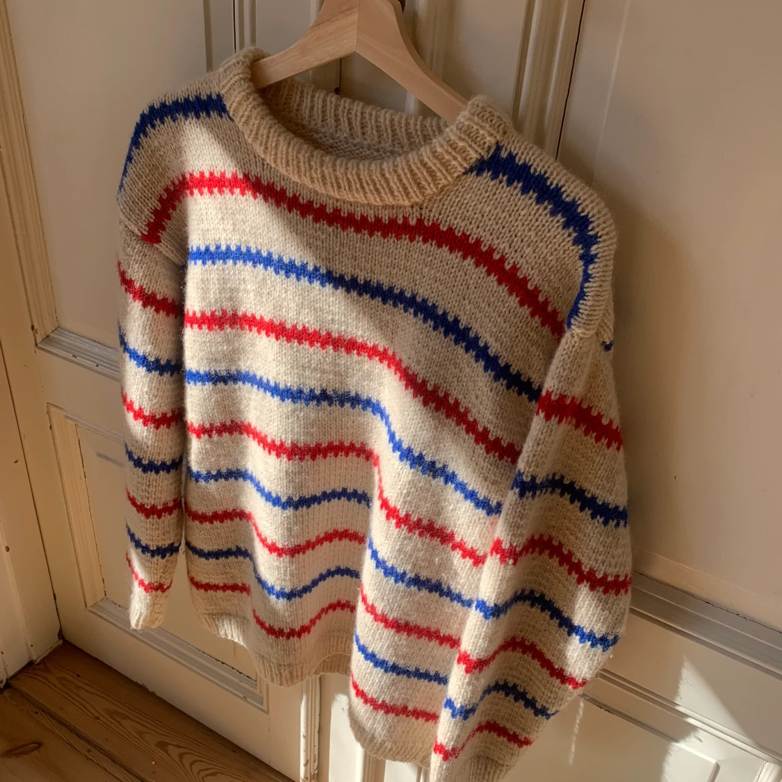 Stickad tröja ull vintage Norge randig - 90