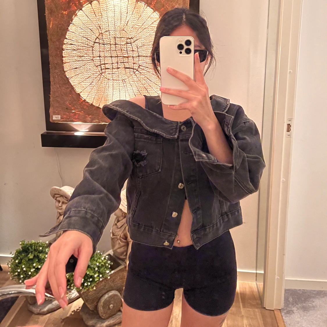 Cropped oversized denim jacket 