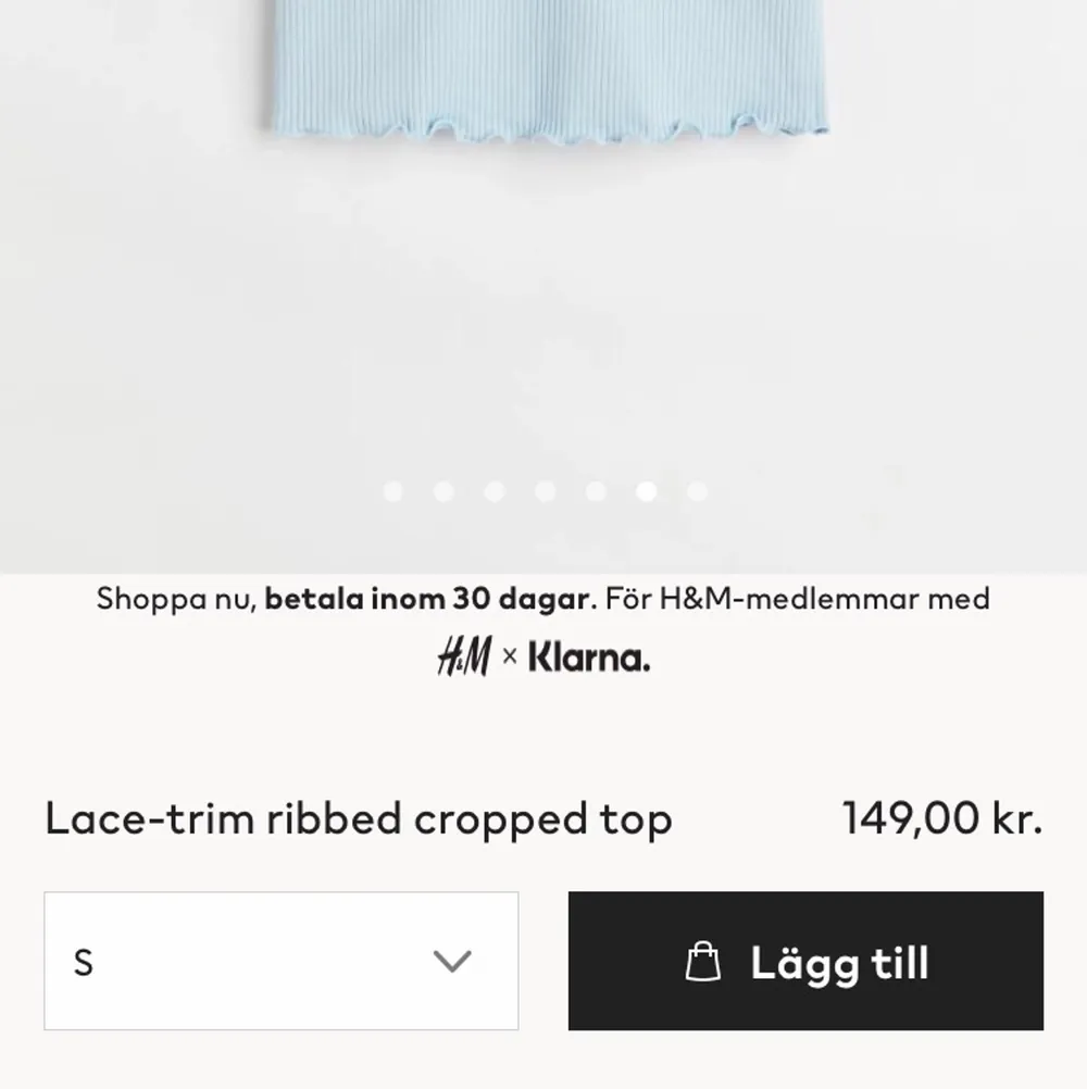 Strl s. Från h&m. Org pris: 149kr Inte rätt storlek för mig . Puserot.