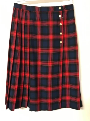 Rutig kjol  - Retro kjol veckad med knappar på sidan. Passar till julfesten!  Längd 70cm  Storlek c 38. 