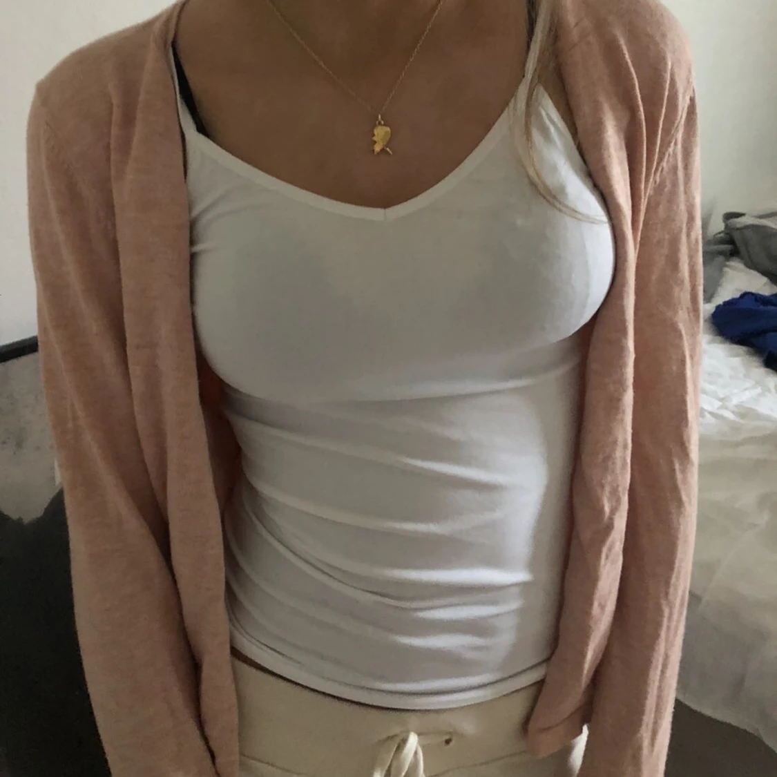 Rosa/korallfärgad kofta - 90