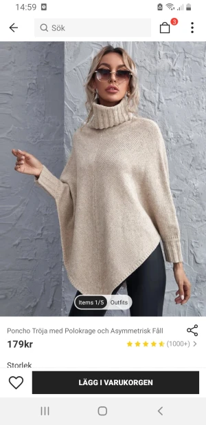 Poncho/tröja - Stickad tröja från shein. Aldrig använd. Storlek M men tycker att den passar allt från XS-L eftersom den är overzied. Vid frågar/bilder skriv gärna privat.