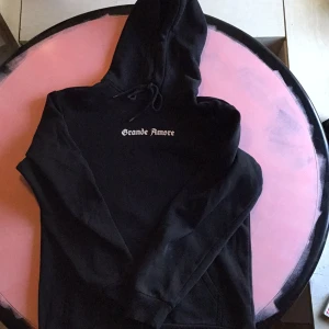 Svart hoodie med tryck - Svart hoodie med tryck från divided.  Bra skick. Säljer för att den aldrig används längre. Pris kan diskuteras 