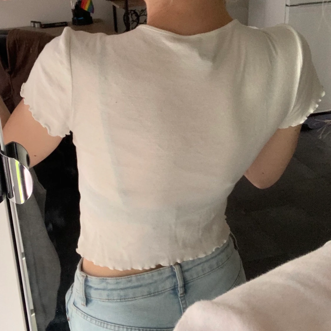 Vit topp med tryck - 90