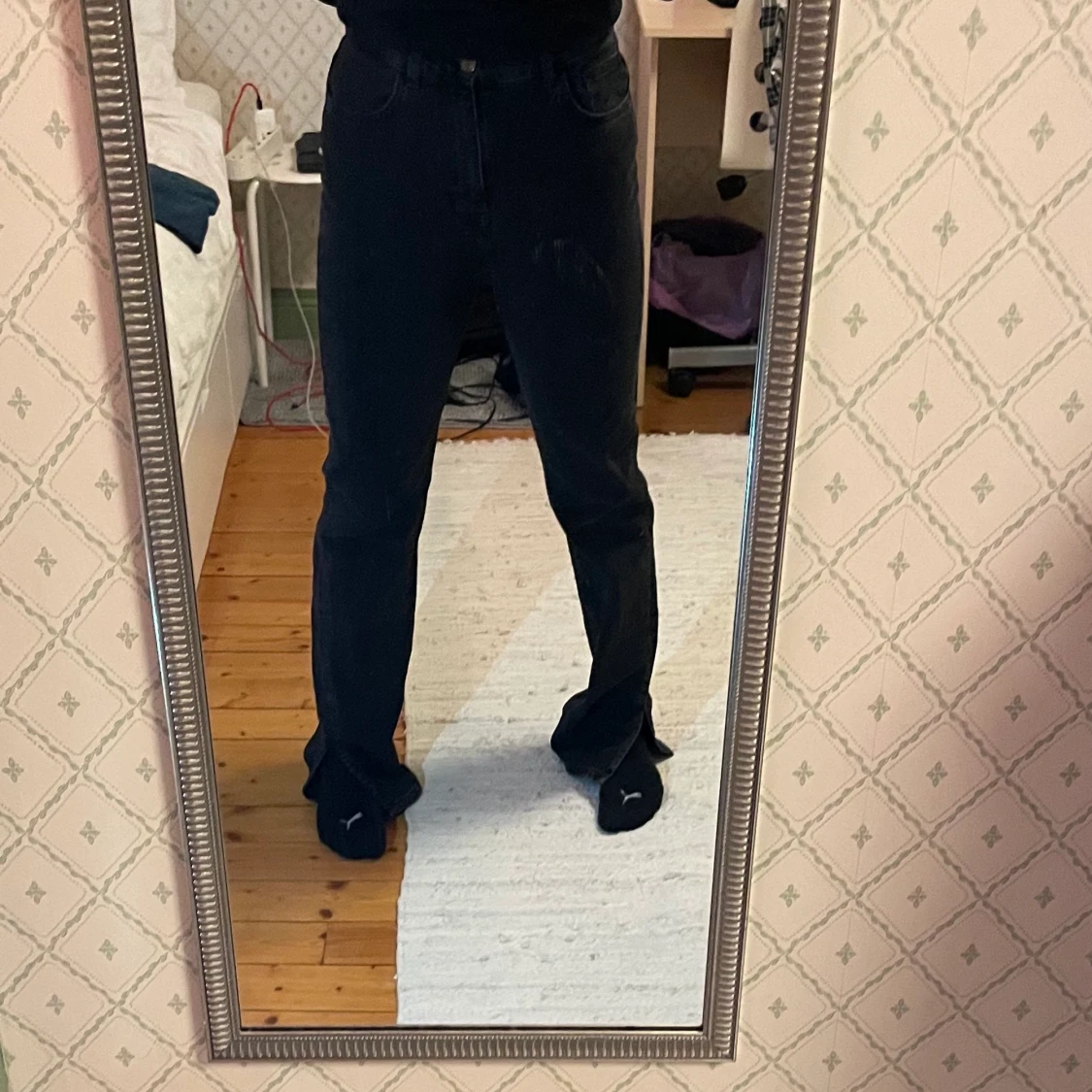 Tall Svarta Raka Hög midja med slits