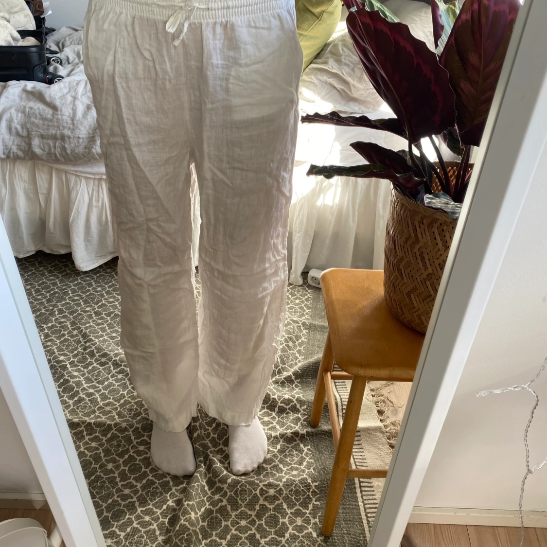 Vita Linnebyxor  - 90