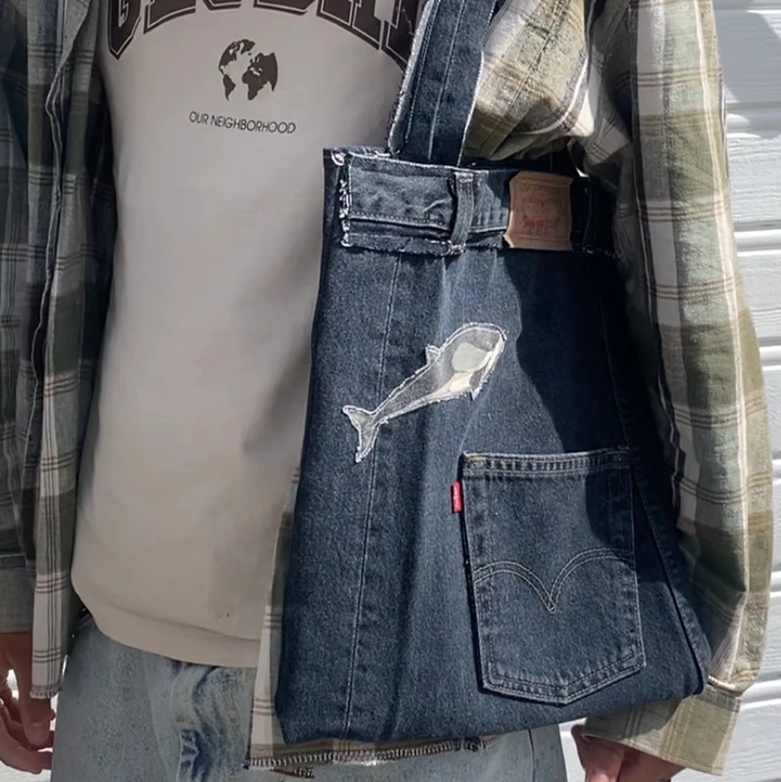 Tygpåse gjord på Levi’s jeans 