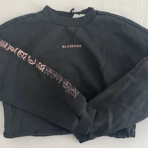 Blackpink cropped sweatshirt - En cropped sweatshirt med tryck på framsida och armar som säger Blackpink. Har inte haft på mig den så länge så den är i god skick. 