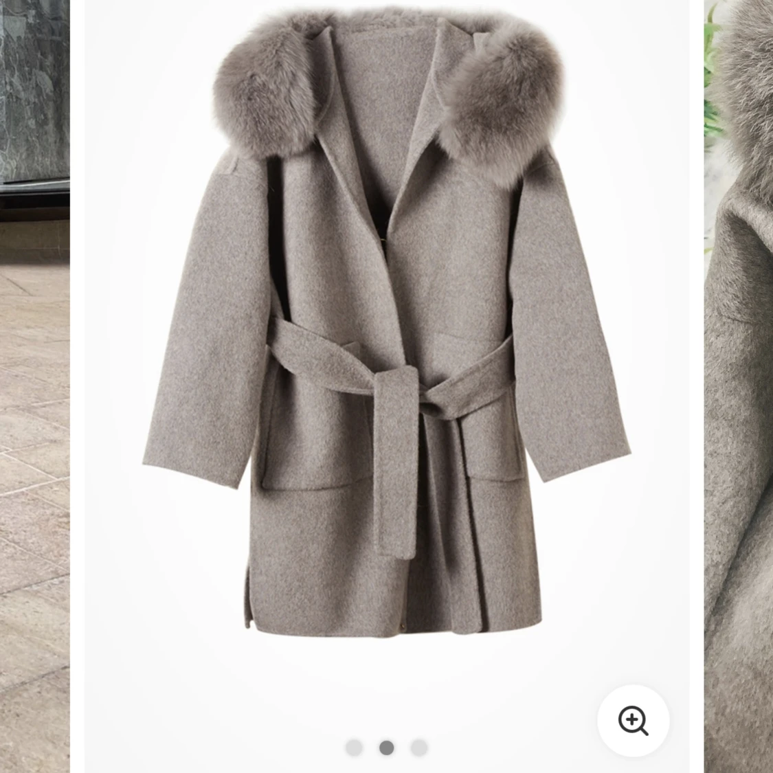 Höstkappa med äkta päls - 90