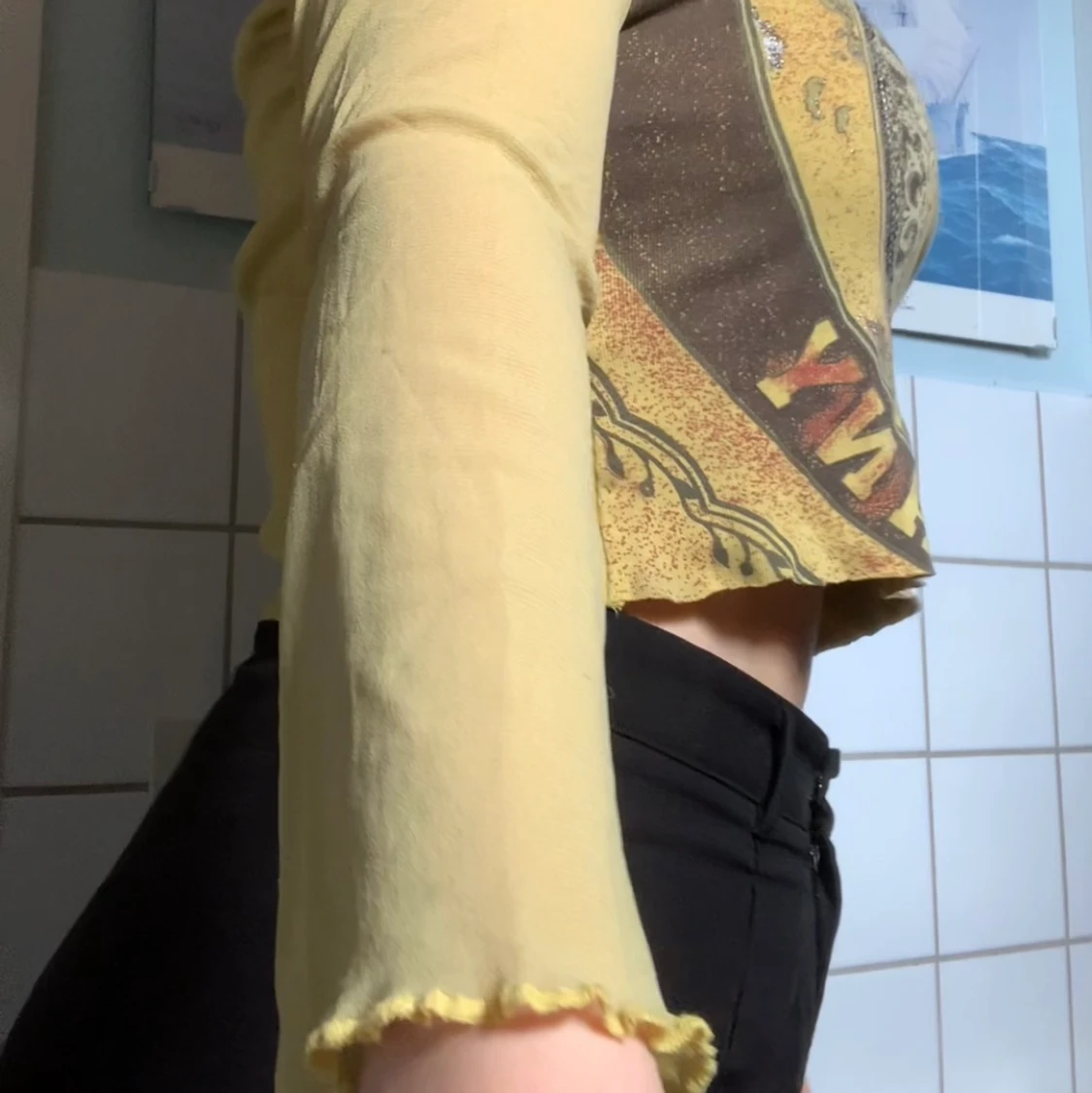 2000-tal tröja med tryck och paljetter - 90