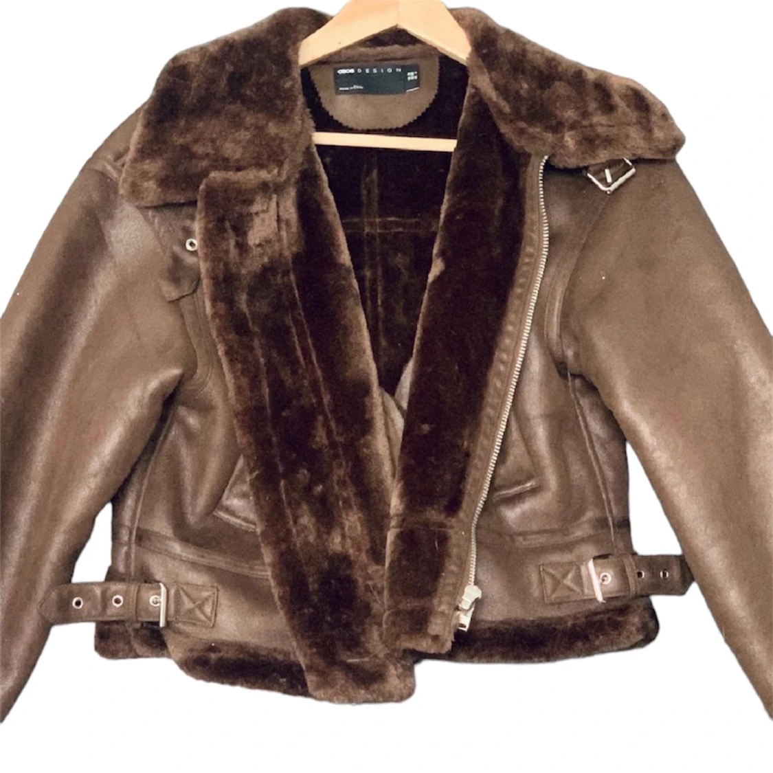 Biker jacket in teddy material
