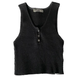 Svart ribbad topp - Svart ribbad topp med knappar. Köpt på new yorker för 75kr. Säljer eftersom den inte har använts på jättelänge. Säljer nu för 40kr + frakt.