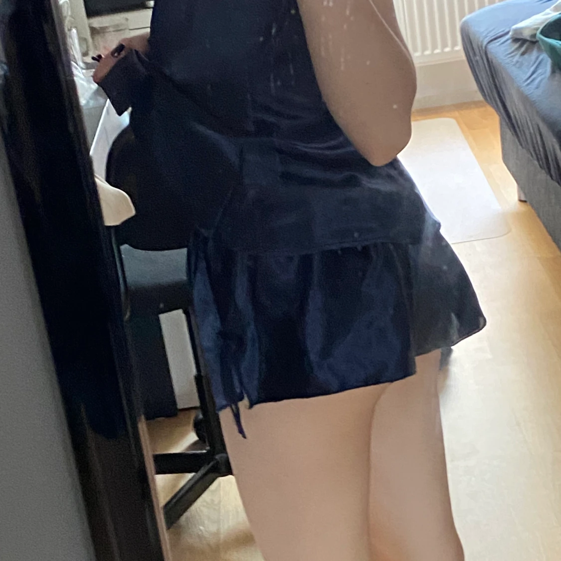 blå satin pyjamas set - 90