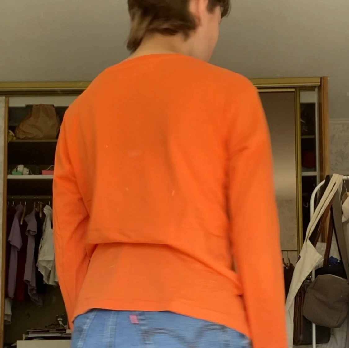 Orange långärmad t-shirt med tryck - 90
