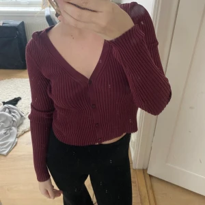 vindröd kofta  - Säljer denna helt oanvända koftan från h&m, prislappen sitter kvar på! Den är i en vindröd jättefin färg 