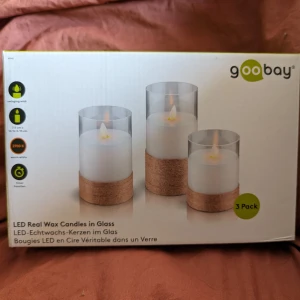 Ledljus - Ledljus med hampasnöre runt nederdelen, med låga som gungar 