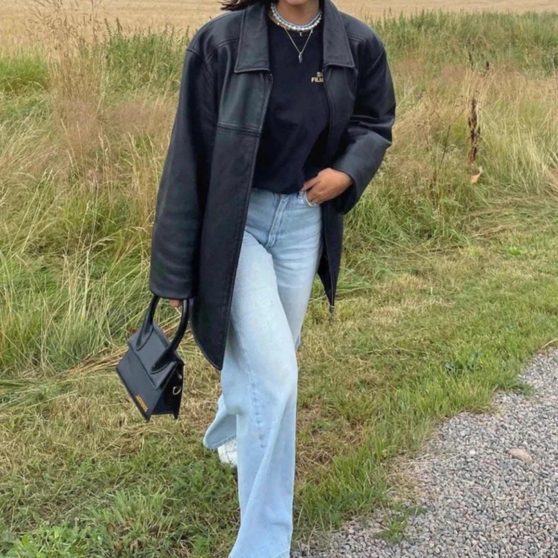 Vintage skinnjacka oversized/biker