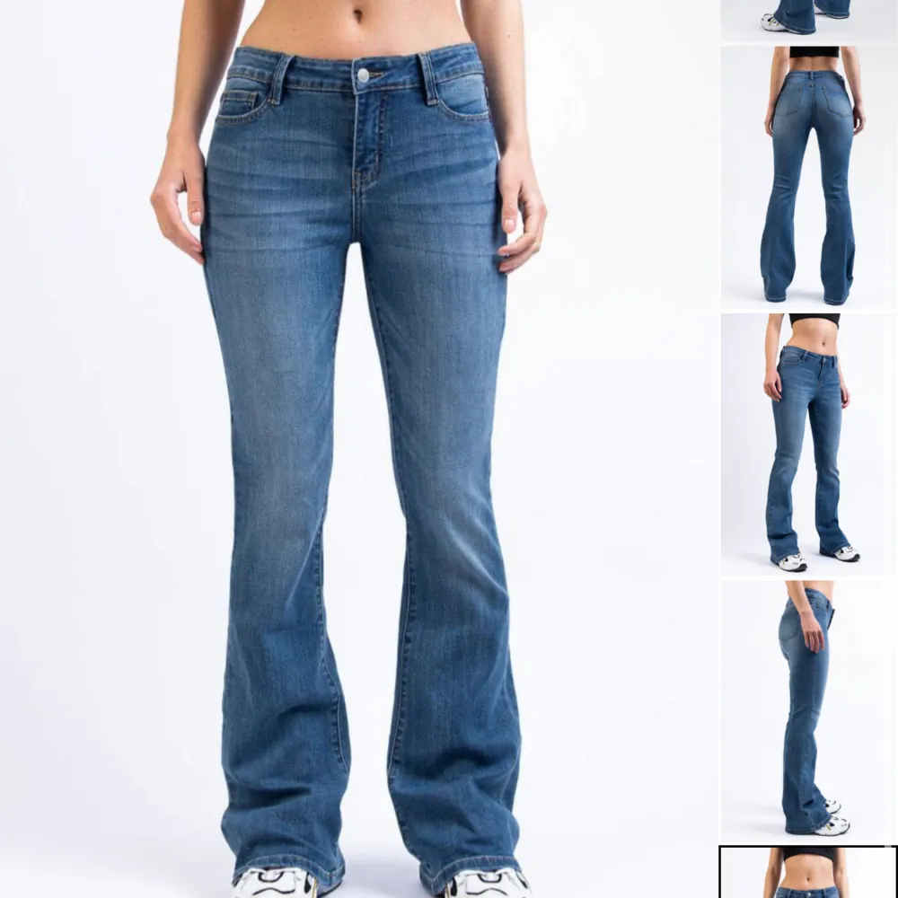 Säljer mina mid waist jeans i storlek 38 short från Madlady då de inte kommer till användning. Passar perfekt för mig som är 163 . Jeans & Byxor.