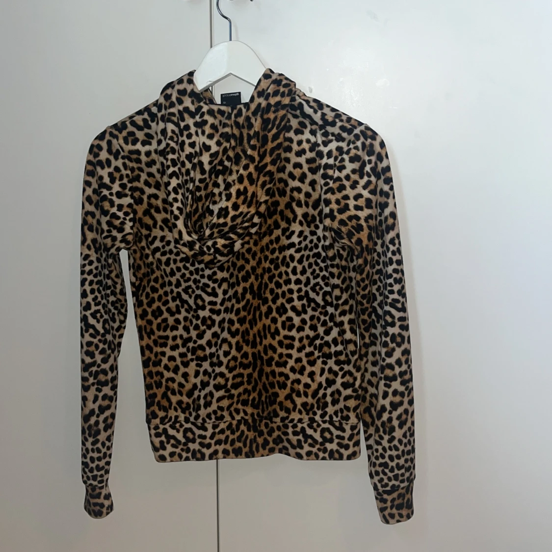 Leopard färgad zip-hoodie med luva  - 90