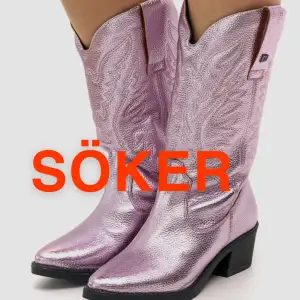 Gärna rosa men söker OCKSÅ SILVER!!!! Jag söker metallic cowboy skor i storlek 40-41. Kontakta mig gärna om ni har ett par ni vill sälja!!😊